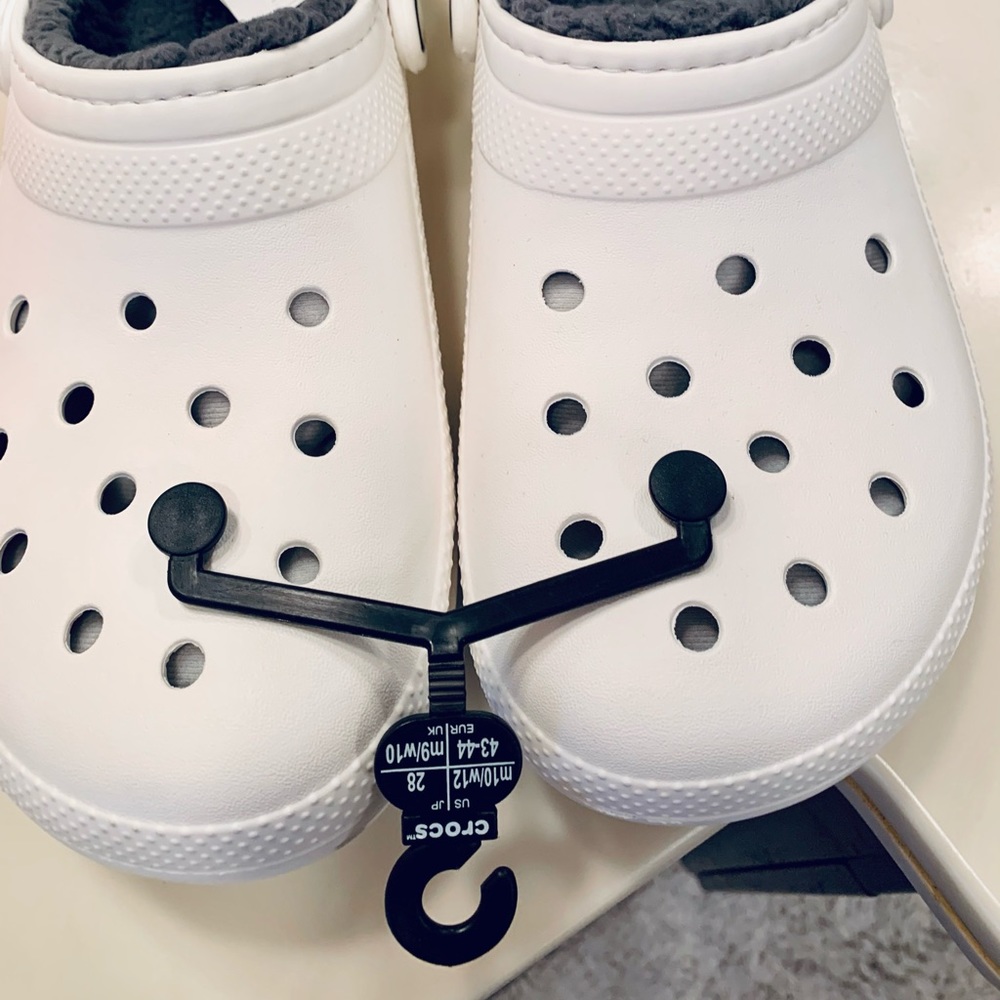 Crocs Classic Lined Clog white/grey fuzzy M10/W12